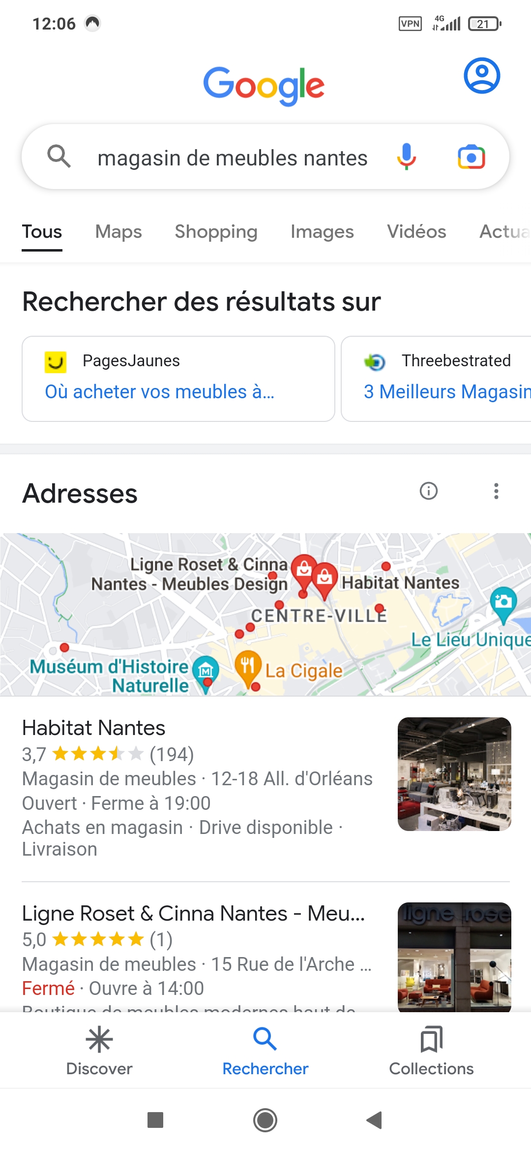 résultats Google recherche locale